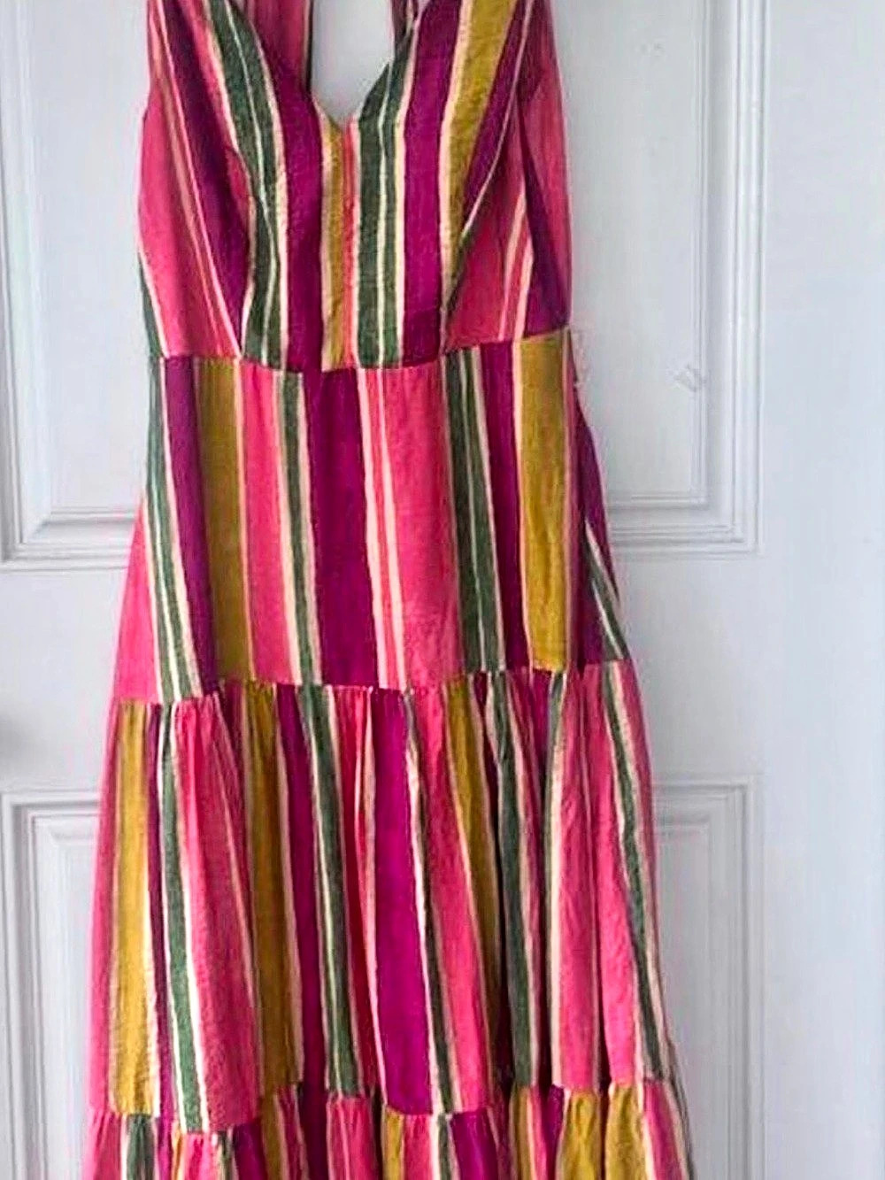 Taylor Multicolor Striped Tiered Maxi Dress Size 4 NWOT